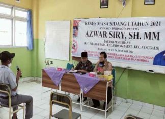 Anggota DPRD Padang Azwar Siry Lakukan Reses Di SMP N 25 Kec. Padang Utara