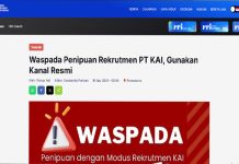 Waspada Penipuan Website Rekrutment Palsu, KAI Tegaskan Proses Rekrutmen Hanya Melalui Situs Resmi