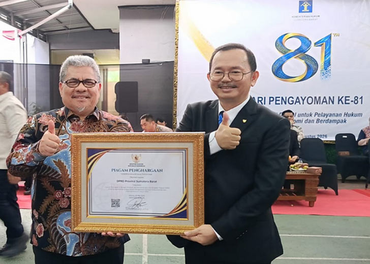 DPRD Sumbar Satu-satunya DPRD di Sumatera Barat Raih Penghargaan JDIH Nasional