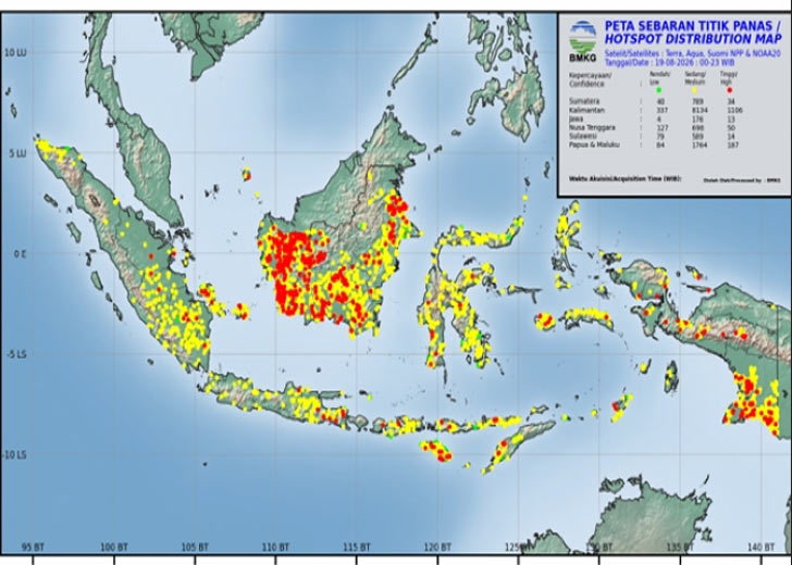 Waspada Karhutla, BMKG : Ribuan Titik Panas Kepung Sumatra, Kalimantan hingga Papua