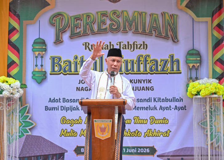 Gubernur Mahyeldi Resmikan Rumah Tahfiz Baitul Huffazh, Perkuat Pembinaan Generasi Qurani di Tanah Datar