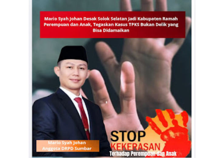 Marak Kekerasan Perempuan dan Anak, Mario Syahjohan Dorong Solok Selatan Jadi Kabupaten Ramah Anak