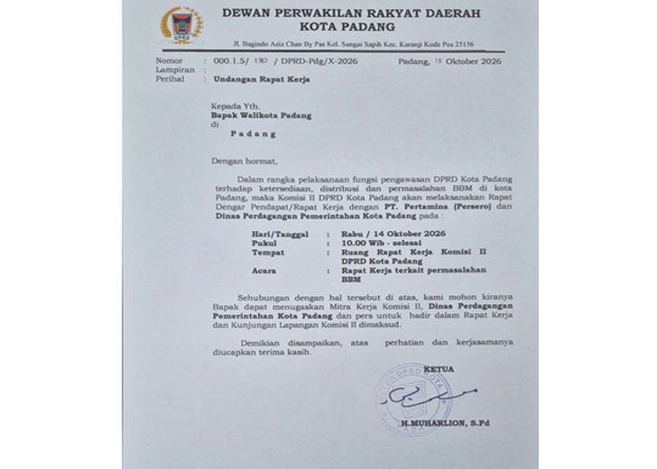 BBM di Padang Jadi Sorotan! DPRD Panggil Pertamina, Ini yang Akan Dibahas Muharlion