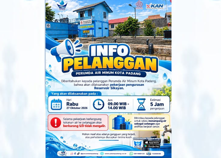 Warga Padang Wajib Siaga! Pengurasan Reservoir Sikayan Picu Gangguan Air di 9 Wilayah