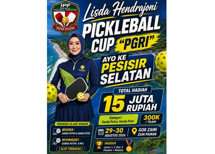 Lisda Hendrajoni Pickleball Cup Digelar di Painan, Total Hadiah Rp15 Juta