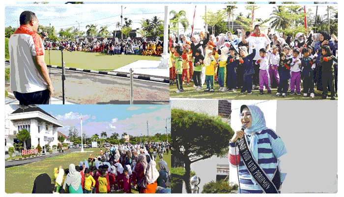 Yota Balad Ikuti Senam Massal Bersama 1200 Anak TK dan PAUD Se-Kota Pariaman