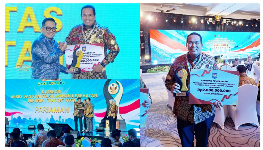 Raih terbaik 1 Pemerintah Daerah Perprestasi, Pemko Pariaman dapat bantuan dana 2 Milyar