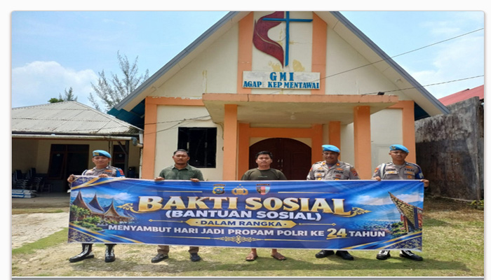 Propam Polres Kepulauan Mentawai Gelar Bakti Sosial Dan Bantuan Sosial Sambut Hari Jadi Propam Polri Ke-24